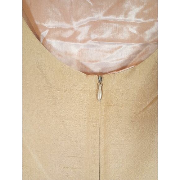 VTG LINDA HARTMAN SILK Gold Tank Sleeve A-Line Hem Dress Size 10 - Picture 6 of 9
